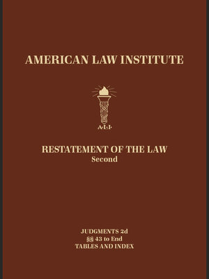 cover image of Restatement of the Law Second, Judgments
